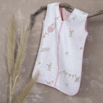 Nima Bebe Υπνόσακος καλοκαιρινός 6-18 μηνών - Bunny Love Ροζ, Λευκο