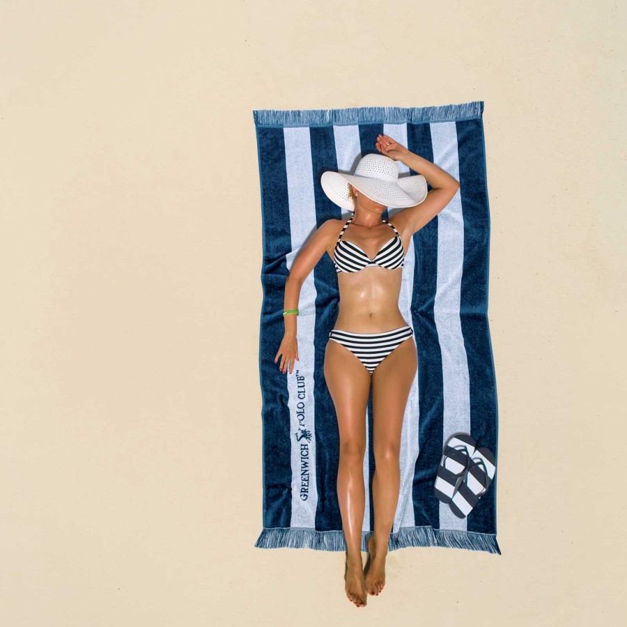 GREENWICH POLO CLUB ΠΕΤΣΕΤΑ ΘΑΛΑΣΣΗΣ 90Χ170 3725 ΛΕΥΚΟ, ΜΠΛΕ