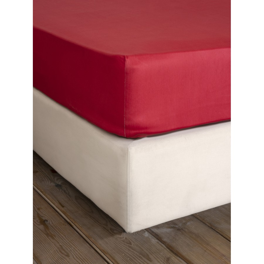 Nima Home Σεντόνι Μονό με Λάστιχο Superior Satin - Red Κόκκινο     100x200+34