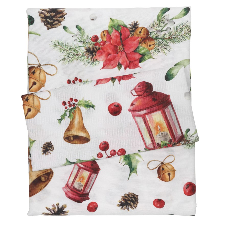 DAS HOME CHRISTMAS ΤΡΑΠΕΖΟΜΑΝΤΗΛΟ 140Χ180 0624 ΚΟΚΚΙΝΟ, ΜΠΕΖ, ΧΡΥΣΟ