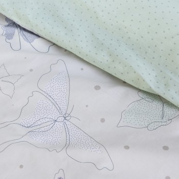 Nima Home Σετ Σεντόνια Υπέρδιπλα - Butterflies Εκρού, Πράσινο   (2 x 240x260 + 2  52x72)