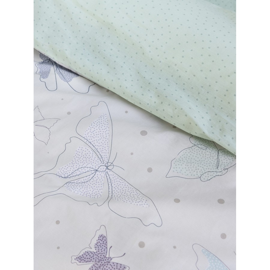 Nima Home Σετ Σεντόνια Υπέρδιπλα - Butterflies Εκρού, Πράσινο   (2 x 240x260 + 2  52x72)