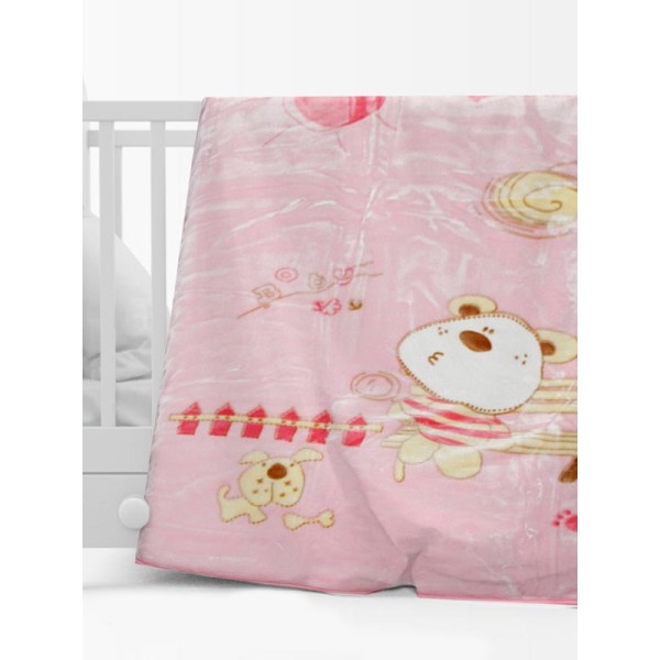 Κουβέρτα Βελουτέ Κούνιας 1000 Pink 110x140