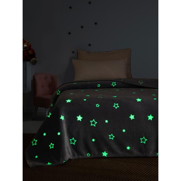 Κουβέρτα φωσφοριζέ μονή Stars Blue Μονή (160x220)