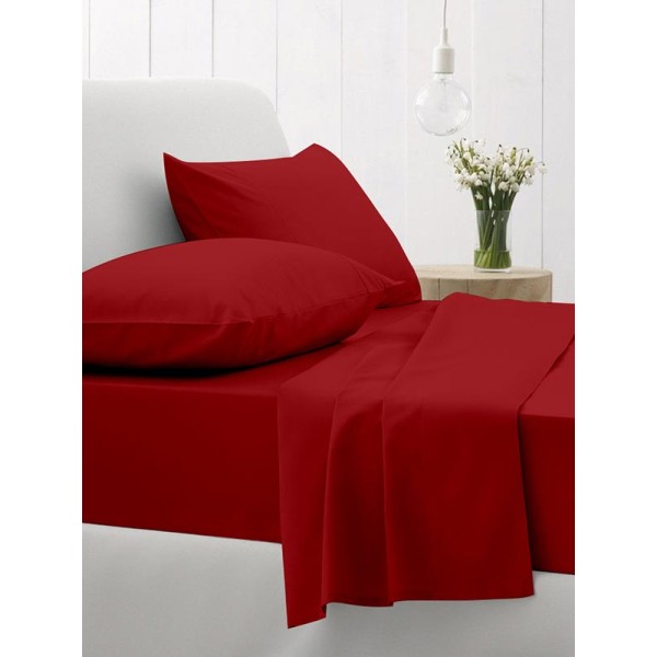 Κατωσέντονο Cotton Feelings με λάστιχο 113 Red Υπέρδιπλο (180x200+30)