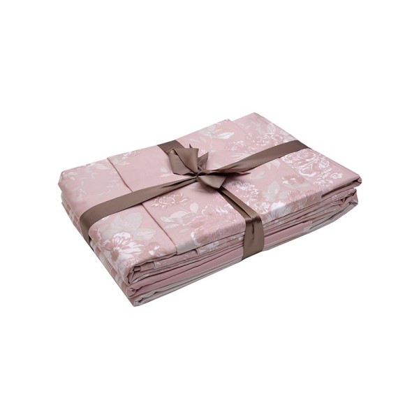 Σετ Σεντόνια Satin εμπριμέ Clarissa Pink King Size (270x280)