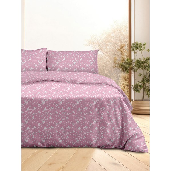 Σετ Σεντόνια Flannel 040 Pink Μονό με λάστιχο(105x205+30)