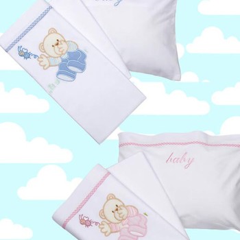 Σεντόνια κεντητά κούνιας Bear 04 Rose Κούνιας