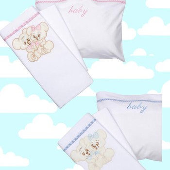 Σεντόνια κεντητά κούνιας Couple 06 Blue Κούνιας