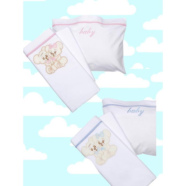 Σεντόνια κεντητά κούνιας Couple 06 Blue Κούνιας