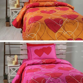 Σετ Σεντόνια Cotton Feelings εμπριμέ 910 Orange Μονό (165x270)