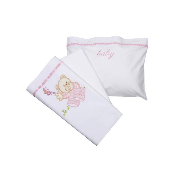 Σεντόνια κεντητά κούνιας Bear 04 Rose Κούνιας