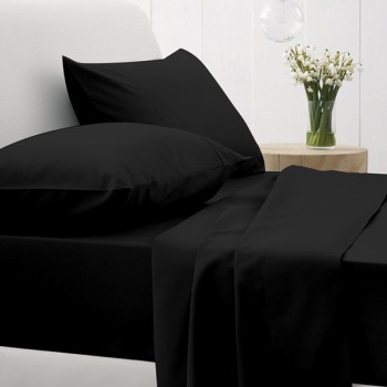 Σετ Σεντόνια Cotton Feelings 111 Black Διπλό με λάστιχο (150x205+30)