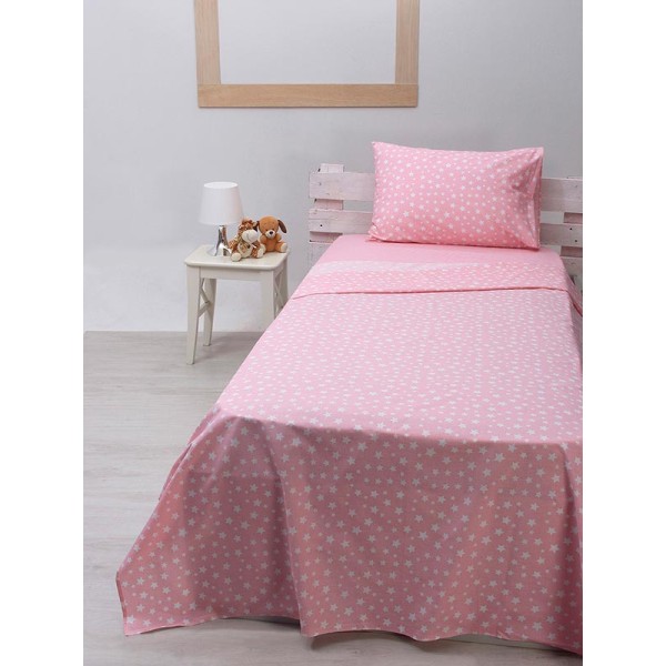 Σετ Σεντόνια cotton feelings 22 Pink Μονό με λάστιχο(105x205+30)
