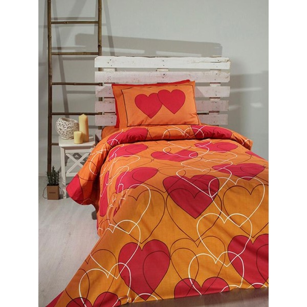 Σετ Σεντόνια Cotton Feelings εμπριμέ 910 Orange Μονό (165x270)