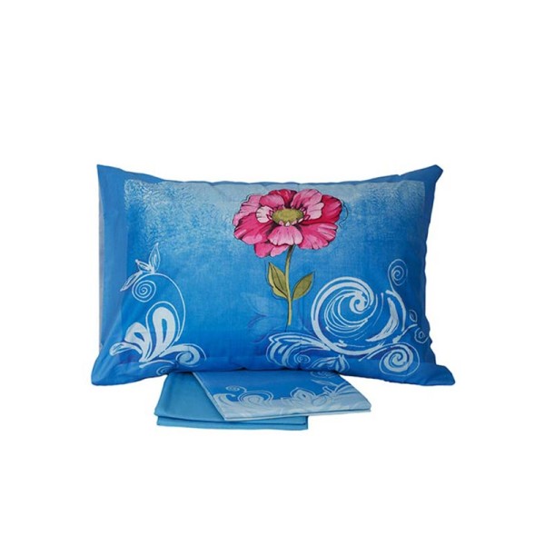 Σετ Σεντόνια Cotton Feelings εμπριμέ 947 Blue Μονό (160x260)