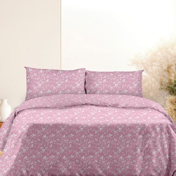 Σετ Σεντόνια Flannel 040 Pink Μονό με λάστιχο(105x205+30)