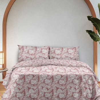 Σετ Σεντόνια Flannel 3038 Pink Μονό με λάστιχο(105x205+30)