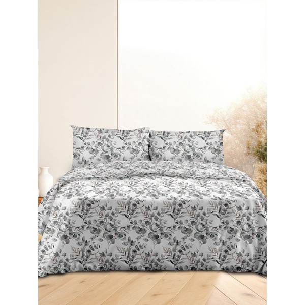 Σετ Σεντόνια Flannel 932 Grey Μονό με λάστιχο(105x205+30)
