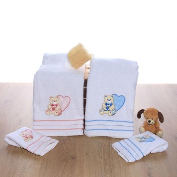 Σετ πετσέτες κεντητές Heart 01 White/Blue