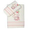 Σετ πετσέτες κεντητές Elephant 03 White/Pink