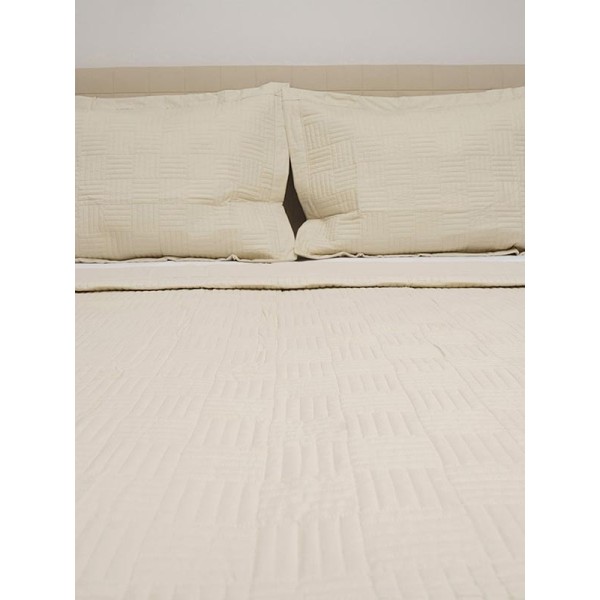 Κουβερλί Percale κεντητό Beige Υπέρδιπλο (220x240)
