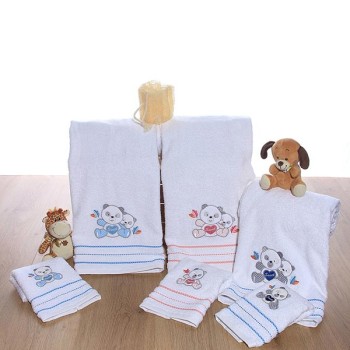 Σετ πετσέτες κεντητές Panda 02 White/Blue