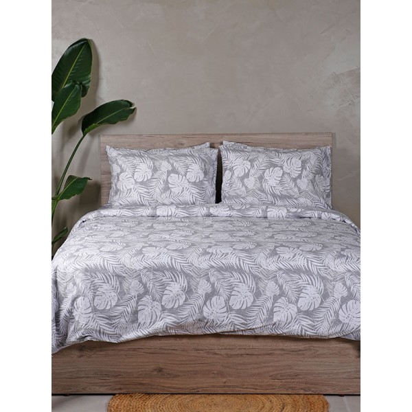 Σετ Σεντόνια Cotton Feelings 2038 Grey Διπλό με λάστιχο (150x205+30)