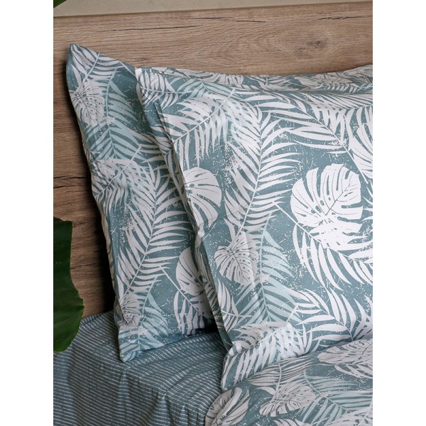 Σετ Σεντόνια Cotton Feelings 2038 Aqua Διπλό με λάστιχο (150x205+30)