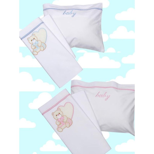 Σεντόνια κεντητά κούνιας Heart 10 Rose Κούνιας