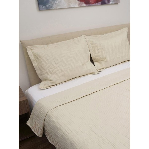 Κουβερλί Percale κεντητό Beige Υπέρδιπλο (220x240)