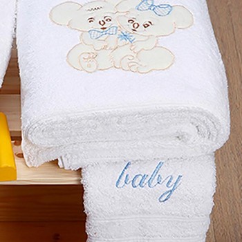 Σετ πετσέτες κεντητές Couple 06 White/Blue