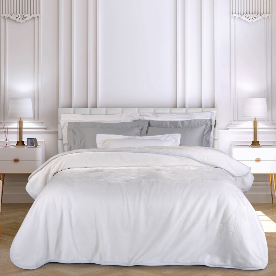 GREENWICH POLO CLUB ΚΟΥΒΕΡΤΑ VELOUR ΥΠΕΡΔΙΠΛΗ 3470 ΛΕΥΚΟ