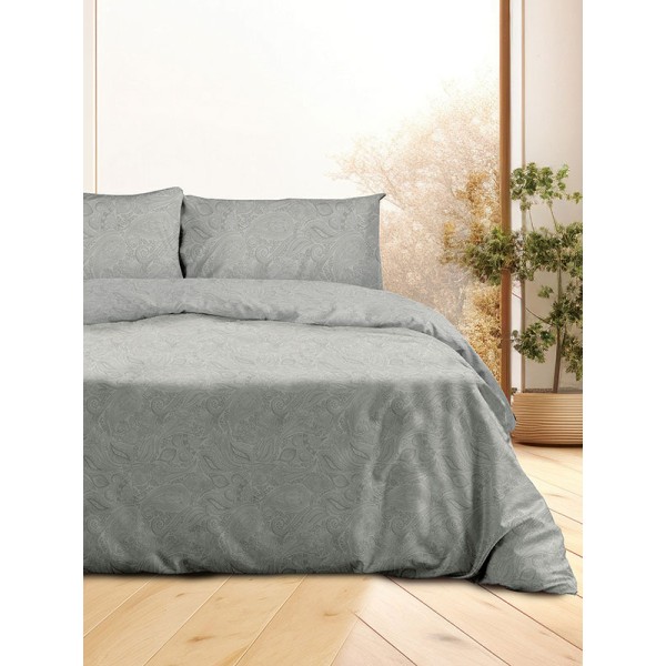 Σετ Σεντόνια Flannel 2040 Grey Διπλό με λάστιχο (150x205+30)