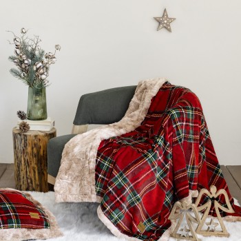 Nima Home Κουβέρτα καναπέ 130x170 - Carol Κόκκινο, Πράσινο