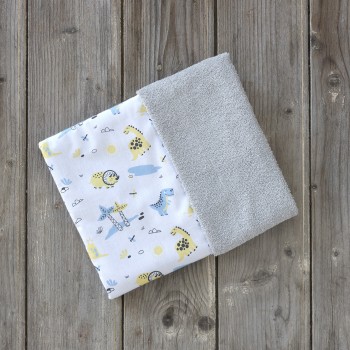 Nima Bebe Πετσέτα Θαλάσσης 75x75 - Beach Dino Γκρι, Μπλε, Κίτρινο