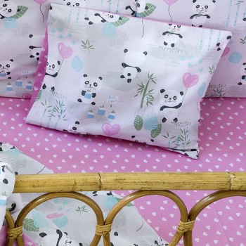 Nima Bebe Κουβερλί Κούνιας - Lola Panda Γκρι, Ροζ, Πράσινο, Γαλάζιο   100x140