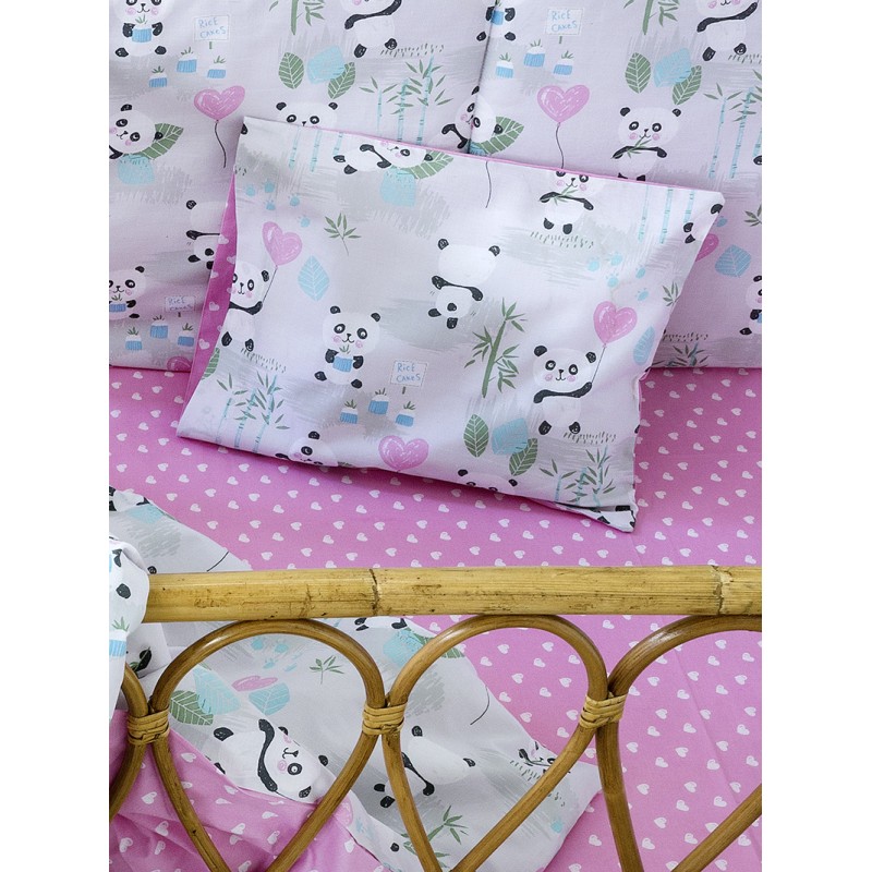 Nima Bebe Κουβερλί Κούνιας - Lola Panda Γκρι, Ροζ, Πράσινο, Γαλάζιο   100x140