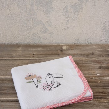 Nima Bebe Κουβέρτα Πικέ 110x140 - Toco Toucan Ροζ