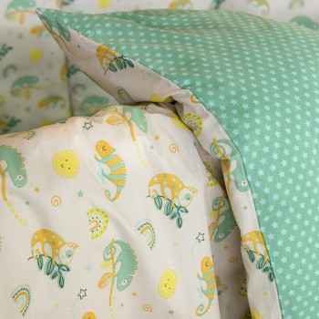 Nima Bebe Κουβερλί Κούνιας - Cute Chameleon Μπεζ, Πράσινο   100x140