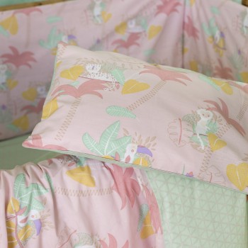 Nima Bebe Κουβερλί Κούνιας - Little Paradise Ροζ, Πράσινο   100x140