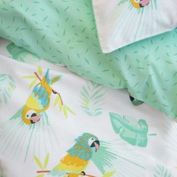 Nima Bebe Κουβερλί Κούνιας - Macaw Λευκό, Πράσινο   100x140