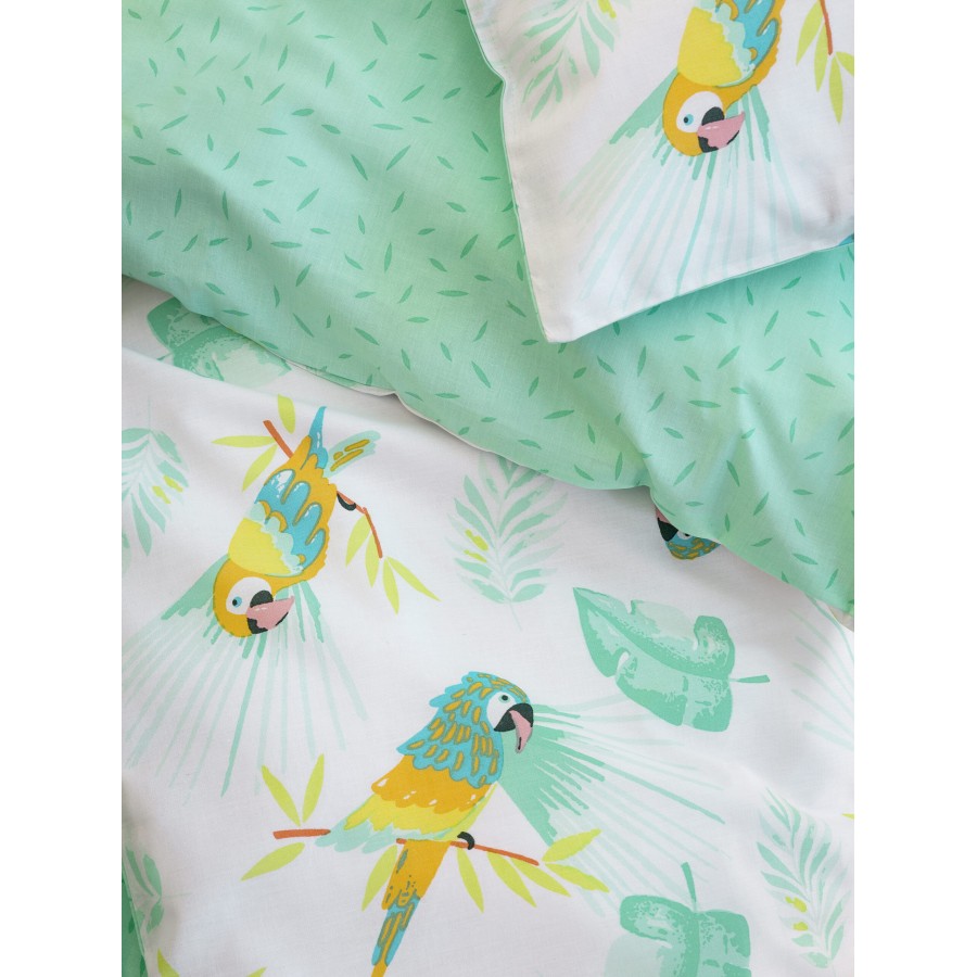 Nima Bebe Κουβερλί Κούνιας - Macaw Λευκό, Πράσινο   100x140