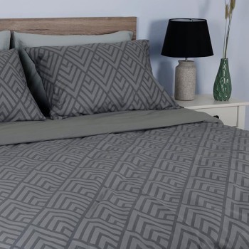 Σετ Σεντόνια Cotton Feelings 2036 Grey Υπέρδιπλο με λάστιχο (170x205+30)