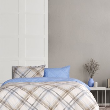 Kocoon Home Κουβερλί Υπέρδιπλο - Cube Beige Μπεζ, Μπλε   220x240