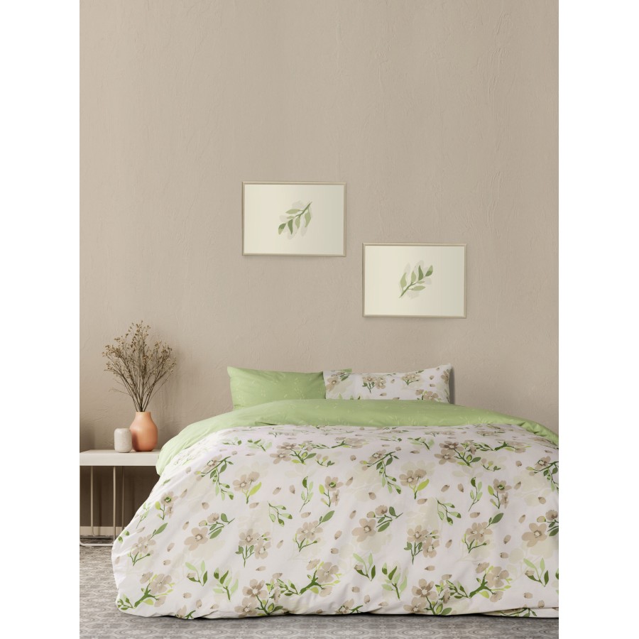 Kocoon Home Κουβερλί Υπέρδιπλο - Flor Beige Μπεζ, Πράσινο   220x245