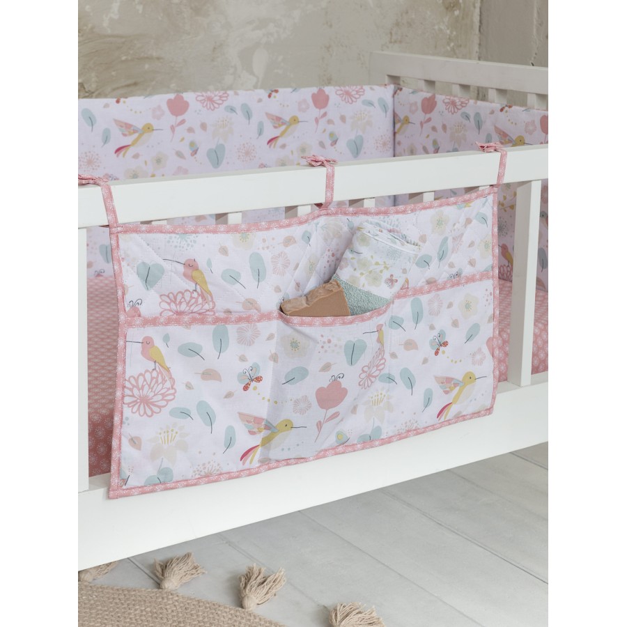 Nima Bebe Βρεφική θήκη οργάνωσης 60x30 - Chirp Chirp Ροζ, Λευκό