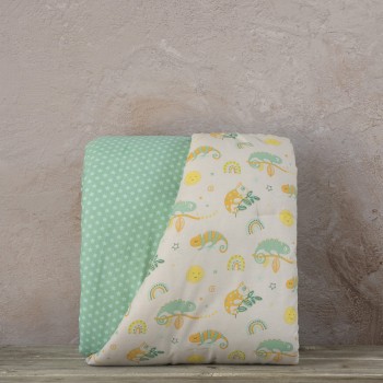 Nima Bebe Κουβερλί Κούνιας - Cute Chameleon Μπεζ, Πράσινο   100x140
