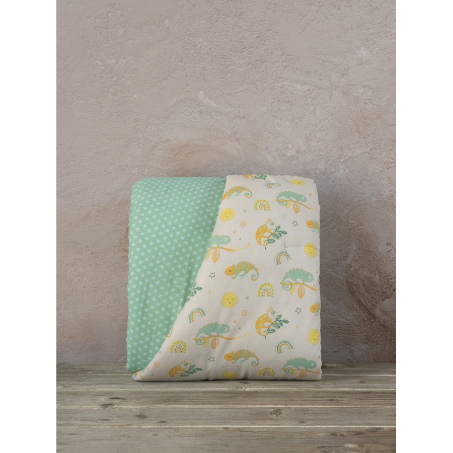 Nima Bebe Κουβερλί Κούνιας - Cute Chameleon Μπεζ, Πράσινο   100x140