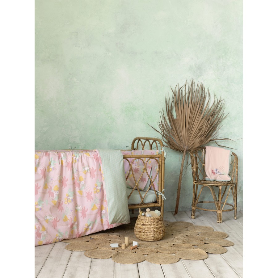 Nima Bebe Κουβερλί Κούνιας - Little Paradise Ροζ, Πράσινο   100x140